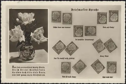 Ansichtskarte Briefmarken-Sprache mit 7 Motiven, LINGEN / EMS 21.7.1960
