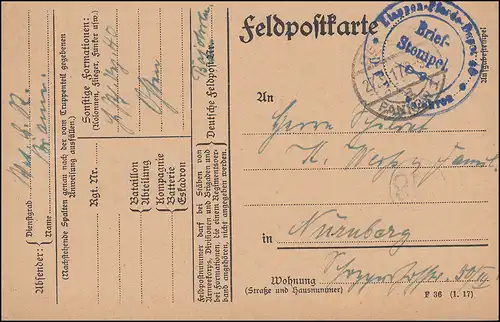 Feldpost S.B.-Stempel Etappen-Pferde-Depot 40, BERLIN-PANKOW 27.9.1917