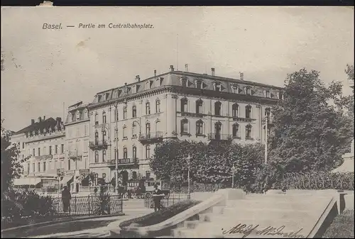 Schweiz AK Basel - Partie am Centralbahnplatz, BASEL-GUNDELDINGEN 29.6.1906 
