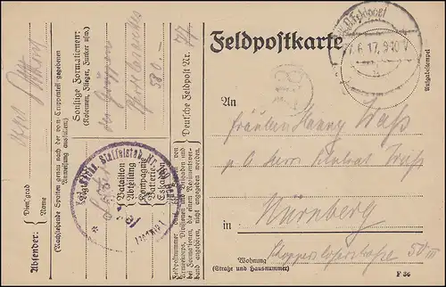 Poste de terrain S.B. Temple Kgl. Sächs. Stahlstaf Nr. 189, K.D. FELDPOST 27.6.1917