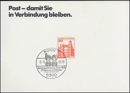 Klappkarte Bundespost auf der Bundesgartenschau Postbank, SSt BONN 3.9.1979