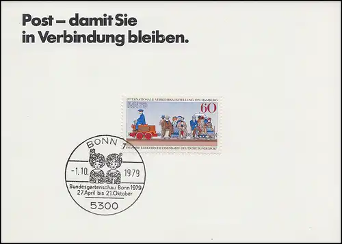 Carte pliante Bundespost au Bundesgartensau Postbankservice, SSt BONN 3.9.79
