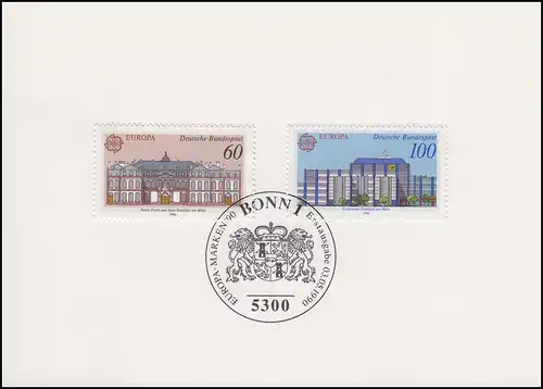 Carte ministérielle EUROPA - Postes & 500 ans Post, ESSt Bonn 3.5.1990