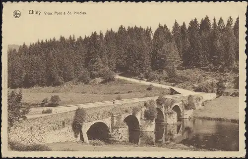 Belgique Carte de vue Chiny - Vieux pont à St. Nicolas, FLORENVILLE 1938