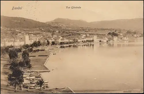 Feldpost K.D. FELDPOSTSTATION No. 19 der 6. Armee 22.4.15 auf AK Bandol Panorama