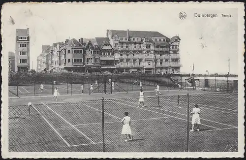 Belgien Ansichtskarte Duinbergen - Tennisplatz, gelaufen 