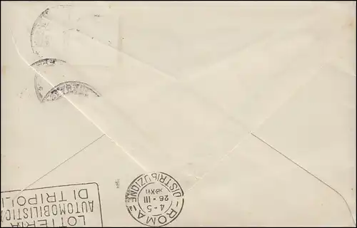 Lettre de St. INGBERT 24.3.38 à Rome avec le timbre d'arrivée de la loterie automobile