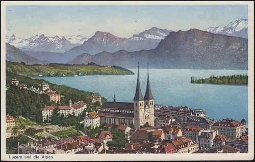 Carte de vue Suisse Lucerne et les Alpes, PONTRESINA 3.1.29 / LUZERN 5.1.29