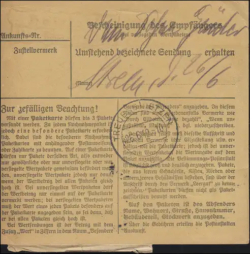 789+794 Freimarken-MiF auf Paketkarte Obstplantage Gentz WERDER-HAVEL 52.6.1942