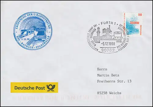 U-Bahn-Strecke Fürth Hauptbahnhof-Rathaus-Stadthalle, Post-Bf. SSt FÜRTH 5.12.98