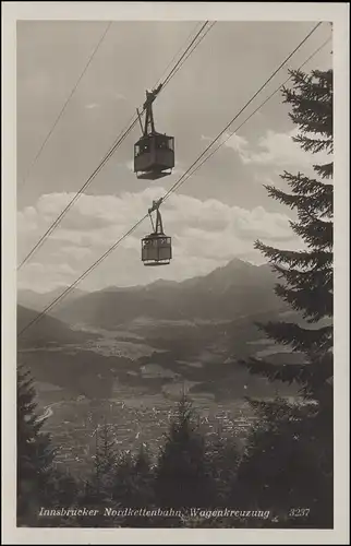 AK Seilbahn Nordkettenbahn Wagenkreuzung, INNSBRUCK 22.5.31 nach Siegmar/Sa.