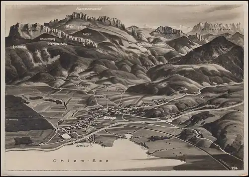 36I Band et 39II Réseau sur carte postale SSt Celle Don 7.8.1948 sur AK Chiemsee