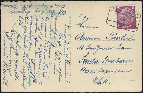 Carte de Pâques avec EF Hindenburg 15 Pf Stamp de cadre NOUVEAUKIRCHEN a 6.4.39 aux États-Unis