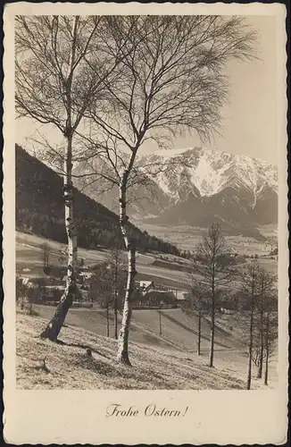 Carte de Pâques avec EF Hindenburg 15 Pf Stamp de cadre NOUVEAUKIRCHEN a 6.4.39 aux États-Unis