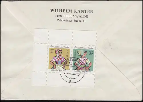 HBl. 13A Chaussées Sorbiennes 1971 MiF sur lettre Lp R-étranger LIEBENWALDE 7.12.72