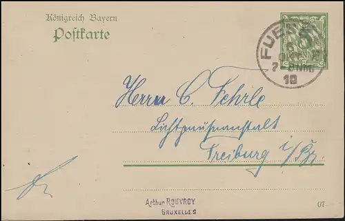 Postkarte P 79/01 mit DV: 07 von FUESSEN / FÜSSEN 5.10.10 nach Freiburg 