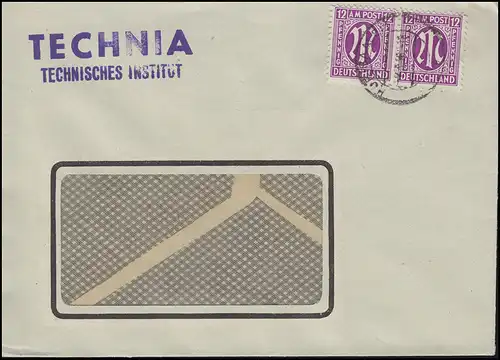 AM-Post 2x12 Pf MeF Fensterbrief TECHNIA Technisches Institut HOF / SAALE 7.3.46