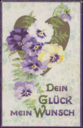 Feldpost auf AK Dein Glück Mein Wunsch, LEUBSDORF / SACHSEN 9.9.1918