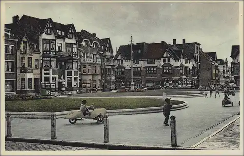 Belgien AK Heist a/Zee: Albertplaats Albertplatz, HEIST AAN ZEE 26.8.1952