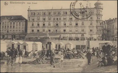 Belgien Ansichtskarte Blankenberghe: Hotel Bristol, BRUGGE-BRUGES 1.6.1924