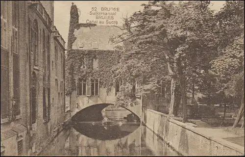 Belgique Carte de vue Suikerkanaal / Canal au Sucre, BRUGGE-BRUGES 5.7.1924