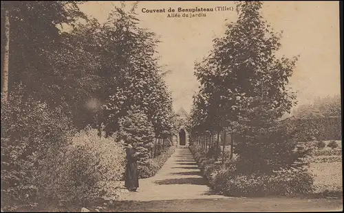 Belgien Ansichtskarte Couvent de Beauplateau: Allee du jardin, MARLOIE 2.8.1937