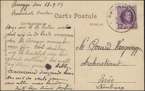 Belgique Carte de vue Gruuthuse straat / Rue Gruuthuse, BRUGGE-BRUGES 13.9.1924