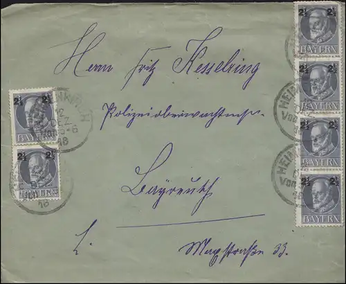 111A Ludwig imprimé MeF sur lettre de porto HEIMENKIRCH 12.12.1918