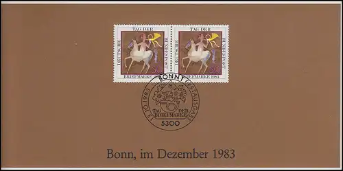 Carte ministérielle MiKa Journée du timbre BONN 13.10.1983 avec les salutations du Nouvel An pour 1984
