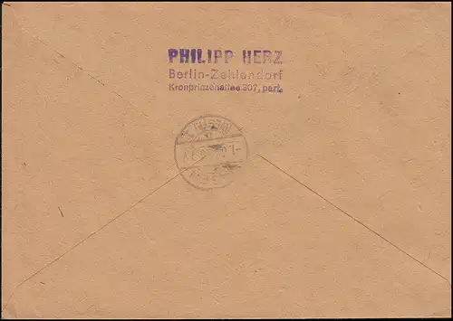 Conseil de contrôle II - Encolure mixte sur lettre R BERLIN-ZEHLENDORF 26.5.48 à Hagen