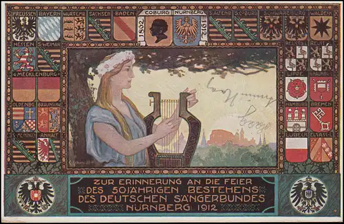 VIII. Fête de la Fédération allemande des chanteurs Nuremberg 20.7.12, fille avec harpe sur PP 27