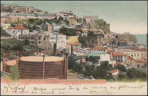 Carte de Gibraltar Gas Works, aux États-Unis PEORIA ILL. 23.7.1906