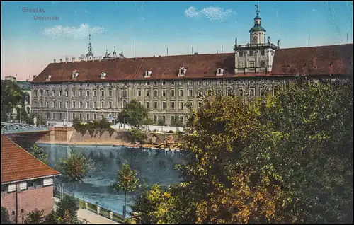 Ansichtskarte Universitätt in BRESLAU 13 - 23.6.1914 nach Hamburg