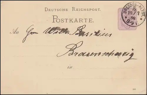 Carte postale P 12/02B chiffre 5 p. DV 386, DRESDEN-ALTST. 16.7.86 vers Braunschweig