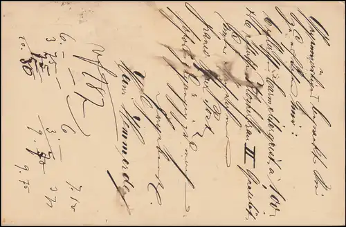 Carte postale P 12/01A, paragraphe 5 Pfennig DV 10 83, HANNOVER 14.12.1883 vers Cologne