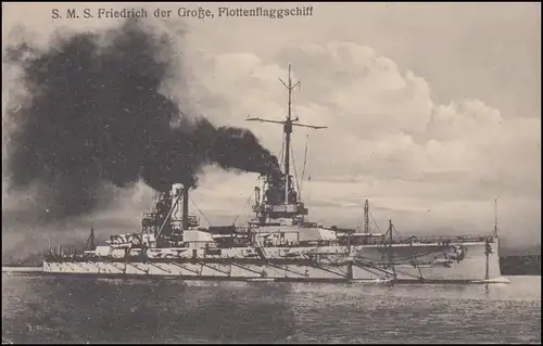 DEUTSCHE MARINE-SCHIFFSPOST No 49 - 6.4.1917 SMS Friedrich der Große auf AK