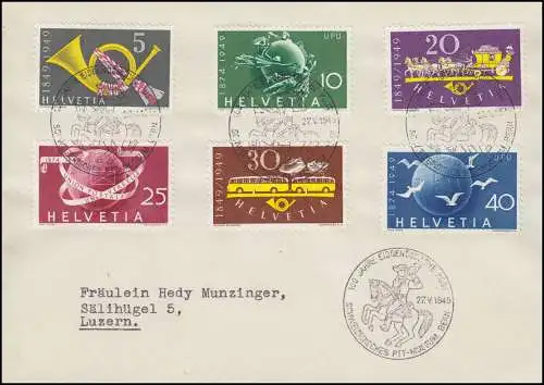 Schweiz 519-521 Eidgenössische Post und 522-524 UPU auf-Brief SSt BERN 27.5.49
