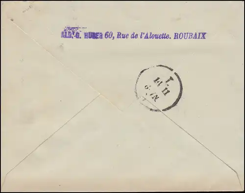 France couverture U 2 B II avec france supplémentaire 13.11.1891 vers LEIPZIG 14.11.