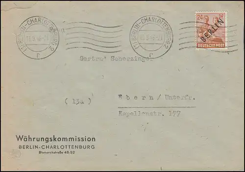 9 Lettre de la Commission monétaire BERLIN-CHARLOTENBURG 15.9.48