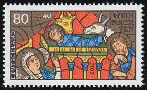 3495 Weihnachten - Kirchenfenster, nassklebend, ** postfrisch