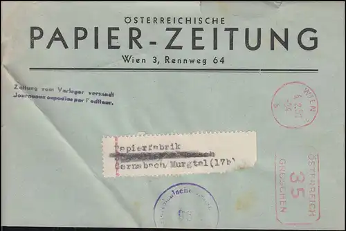 Österreichische Zensur 96: Brief mit AFS Wien 5.2.51 - 35 Groschen n. Gernsbach