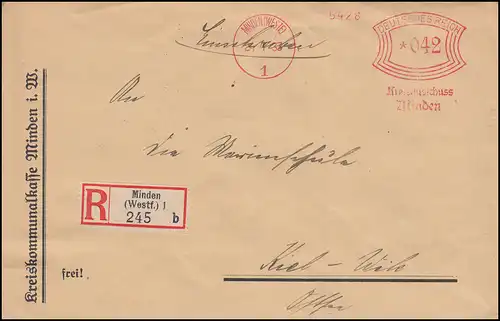 AFS Comité de district Minden 24.4.33 Kommunalkasse sur lettre R selon Kiel-Wik