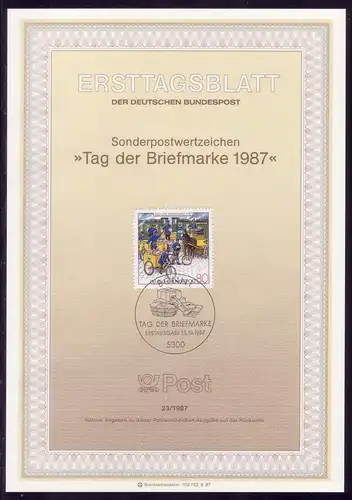 1337 Jour du timbre 1987 avec PLF sac postal cassé / champ 20, amtl. ETB