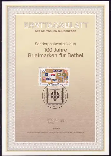 1395II Bethel mit MICHEL-PLF II roter Strich neben der 80 / Feld 5 auf amtl. ETB