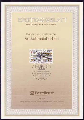 1554III Verkehrssicherheit mit MICHEL-PLF III Fleck unter N / Feld 40, amtl. ETB