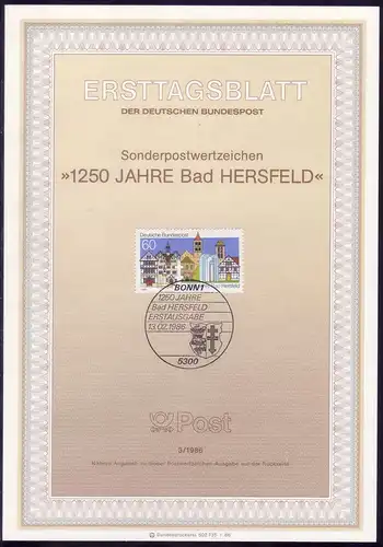 1271V Bad Hersfeld mit MICHEL-PLF weißer Fleck über Fenster / Feld.7, amtl. ETB