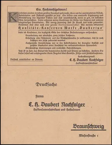 Infla AFS Braunschweig 20 Mark - 19.5.1923 auf Drucksache-Werbedoppelkarte