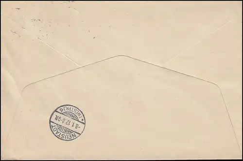 86I+87I Germania-MiF sur lettre R ZOPPOT 8.1.1912 vers NOUVEAUTADT (WESTPR.) 8.1.12