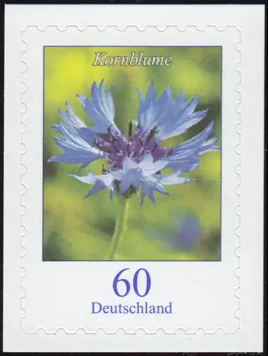 3481 Blume Kornblume 60 Cent, selbstklebend auf neutraler Folie, **