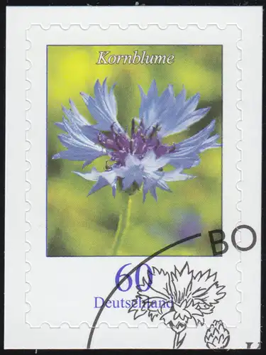 3481 Blume Kornblume 60 Cent, selbstklebend auf neutraler Folie, O